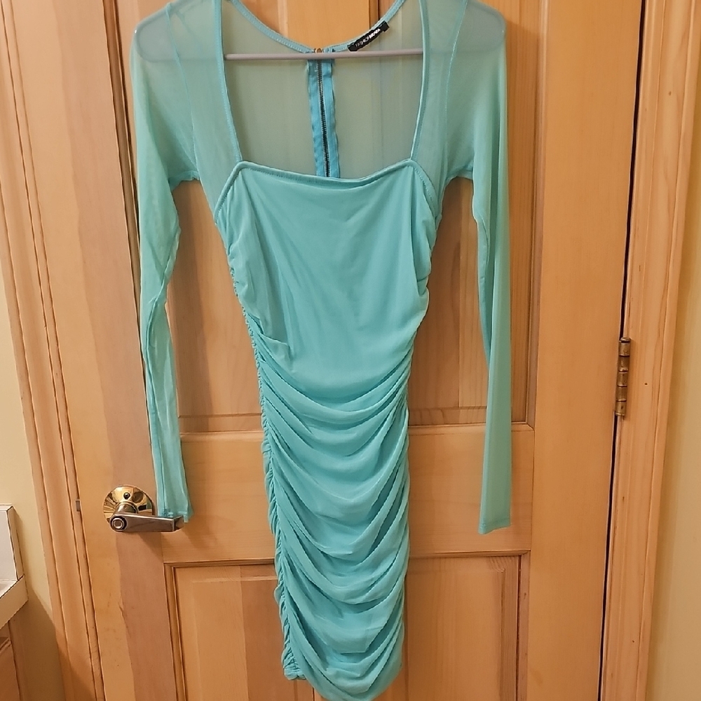 Aqua Long Sleeve Dress